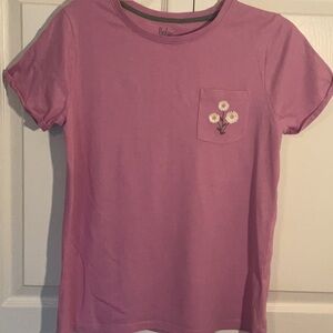Boden Pink Short Sleeve Tee with Crew Neck and Flowers